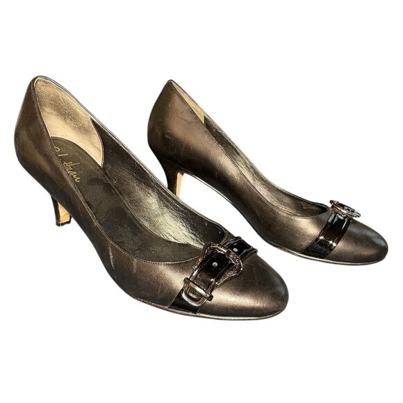 COLE HAAN‎ Air Black Leather Pump Heels Buckle Detail D33420 Size 10 B Office - Picture 1 of 13